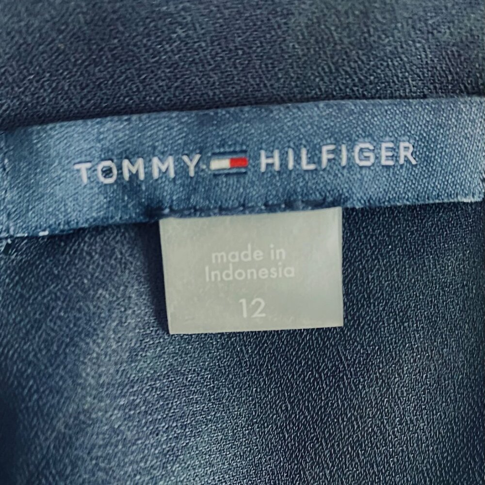 Tommy Hilfiger dress Women's 12 navy green floral high low ruffle feminine - Picture 9 of 14